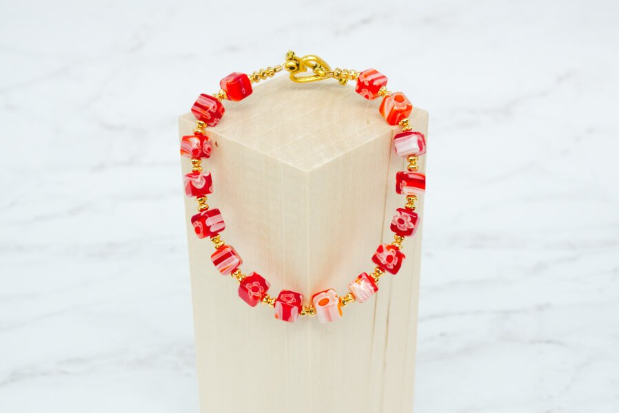Red Millefiori Cubist Bracelet from Beautiful Beads & More