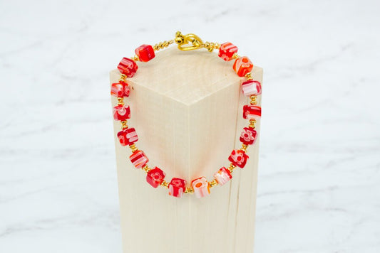 Red Millefiori Cubist Bracelet from Beautiful Beads & More