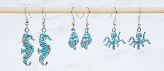 Turquoise color sea animal earrings