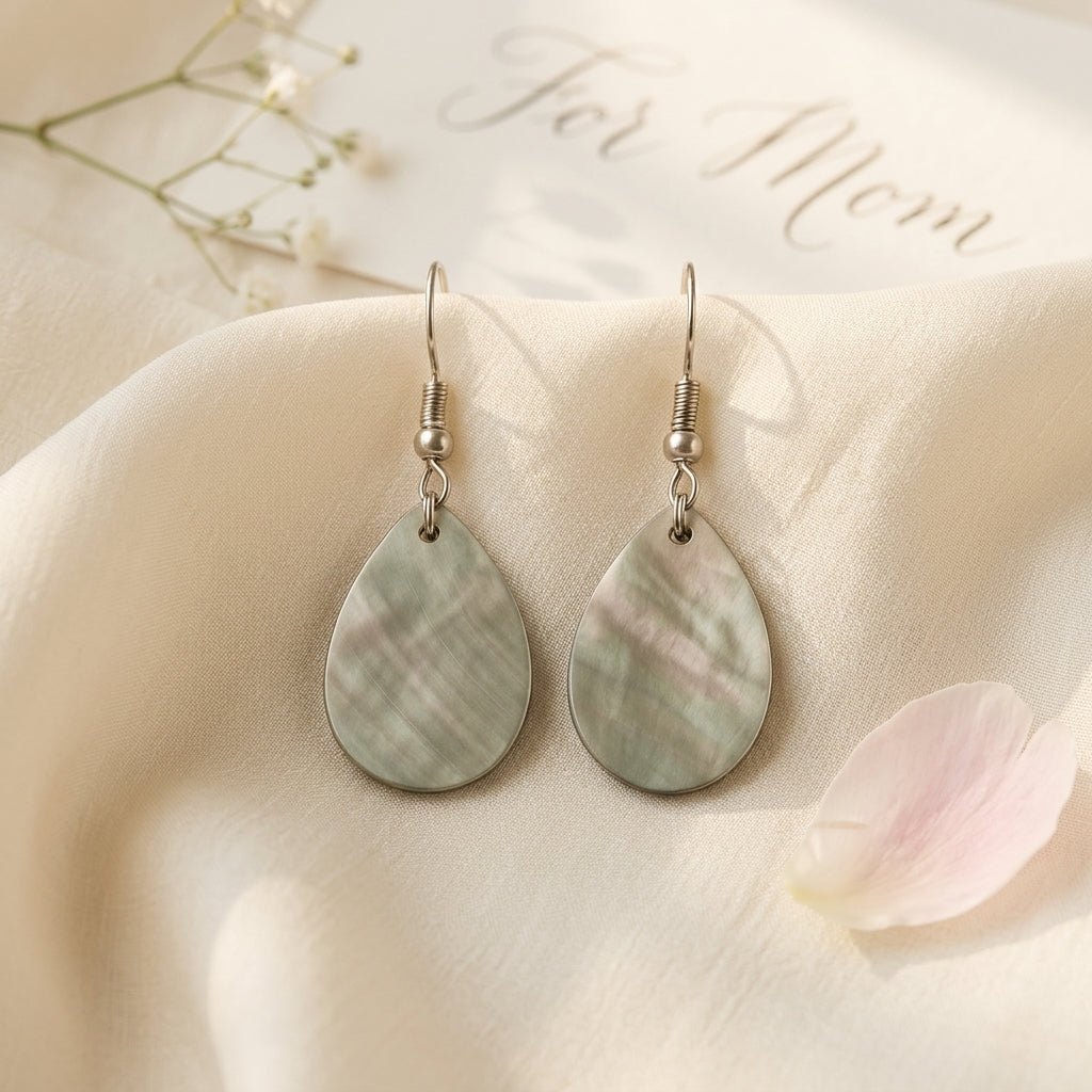 Black Lip Shell (Natural) Teardrop Earrings
