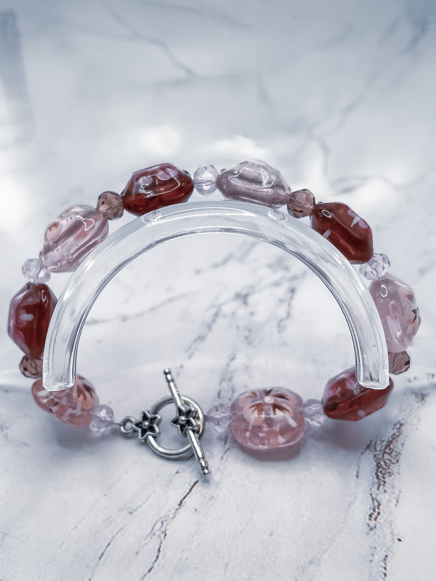 Floral Lampworked Beaded Bracelets