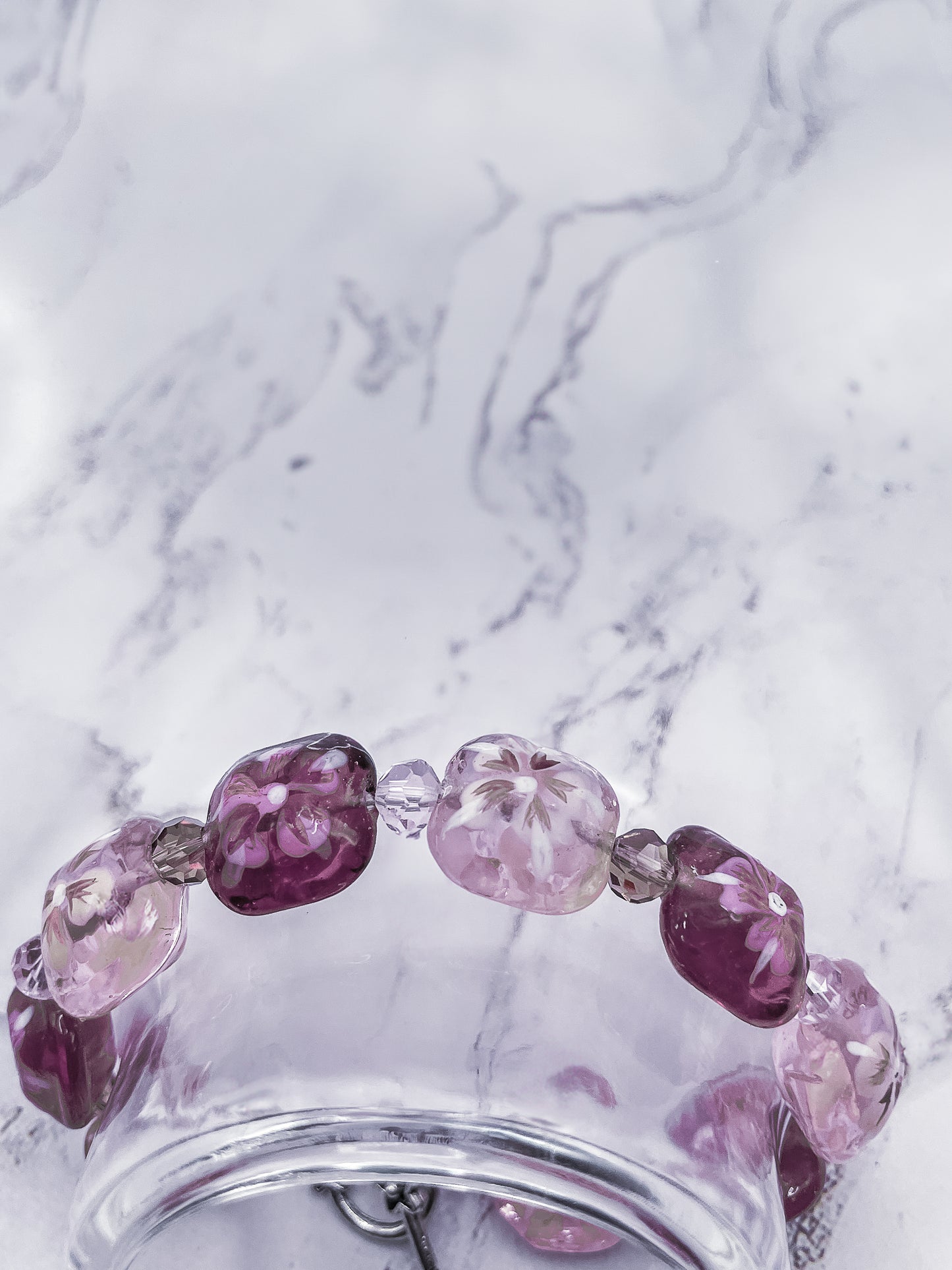 Floral Lampworked Beaded Bracelets