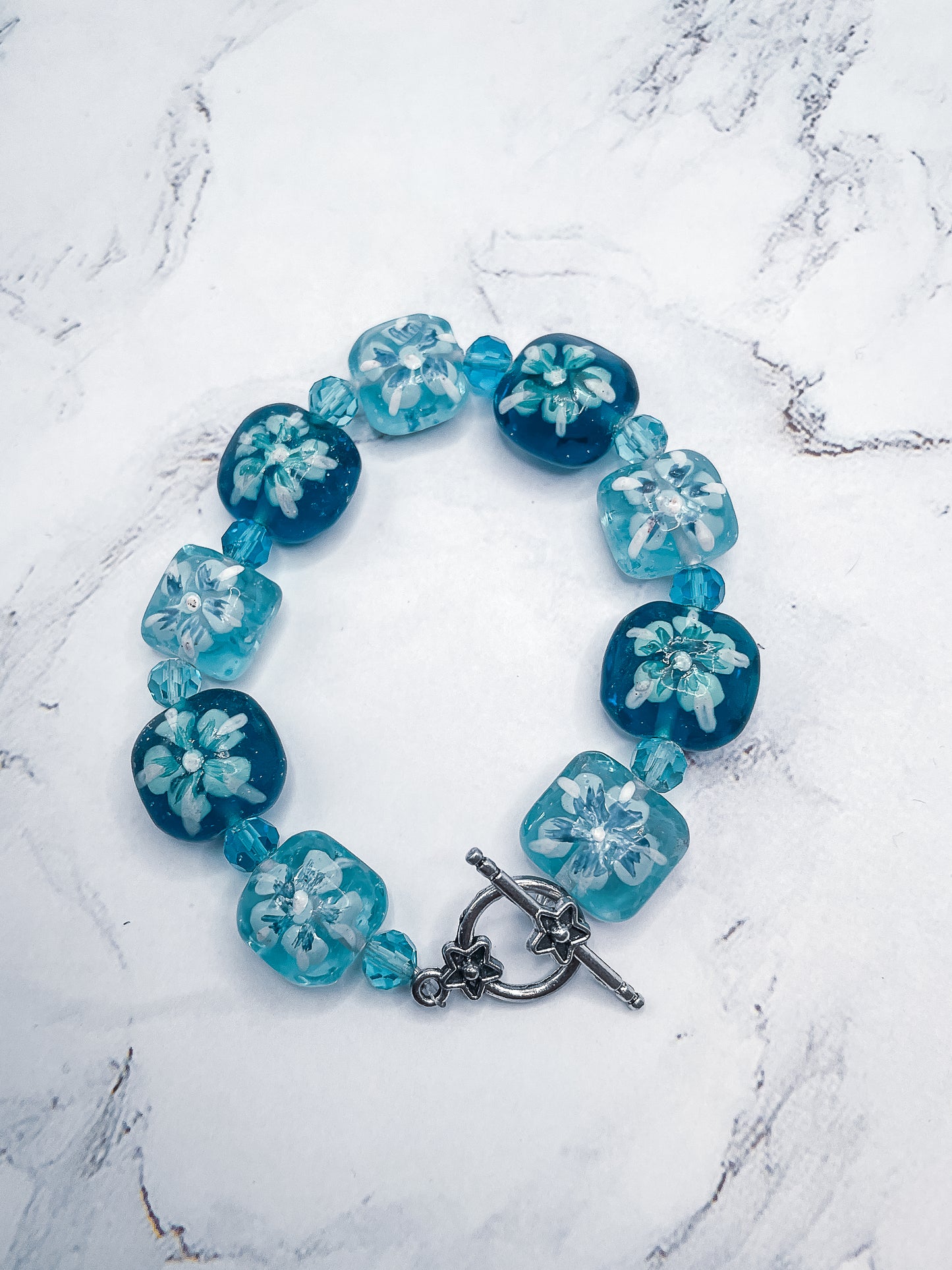 Floral Lampworked Beaded Bracelets