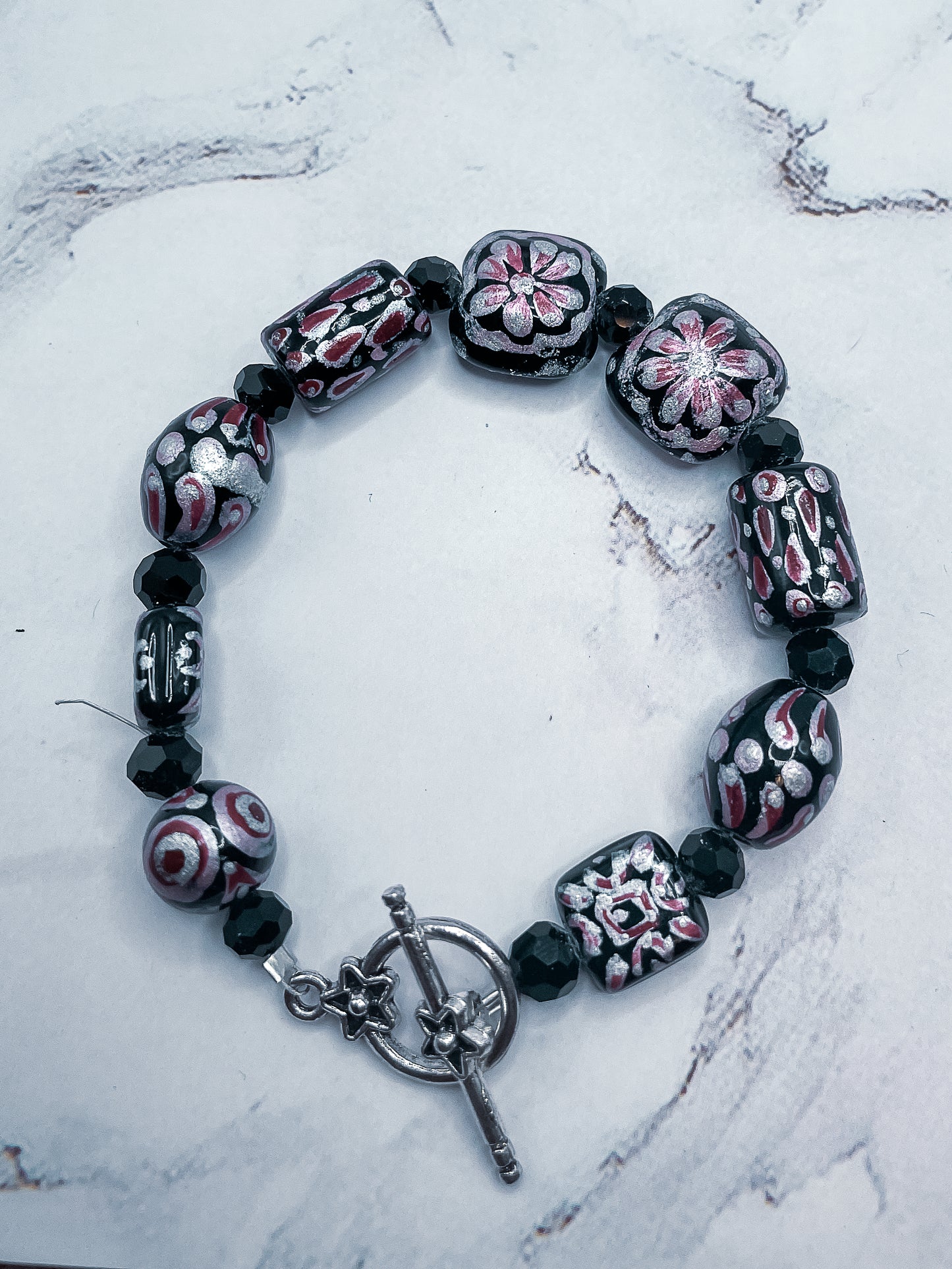 Floral Lampworked Beaded Bracelets