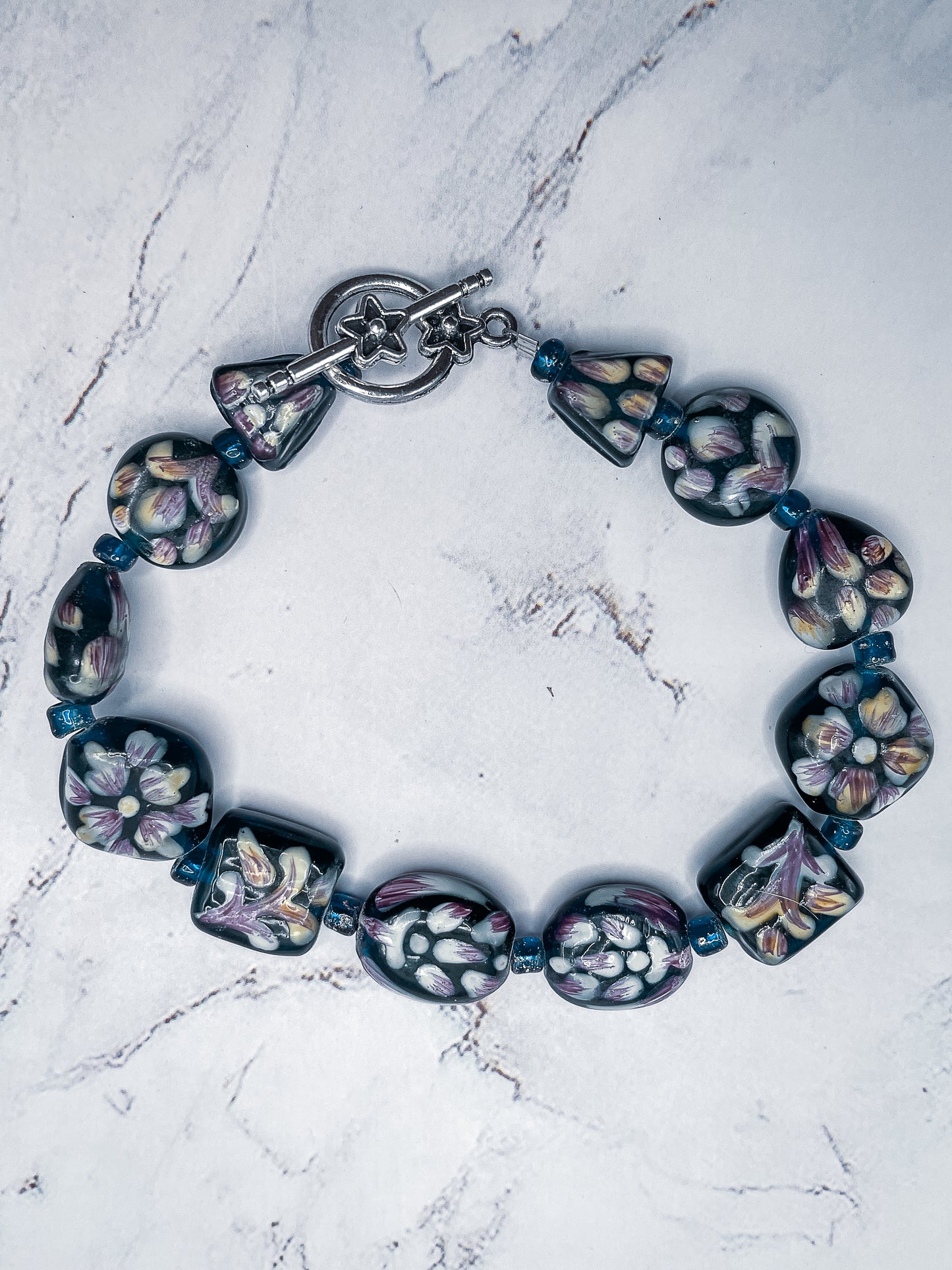 Floral Lampworked Beaded Bracelets
