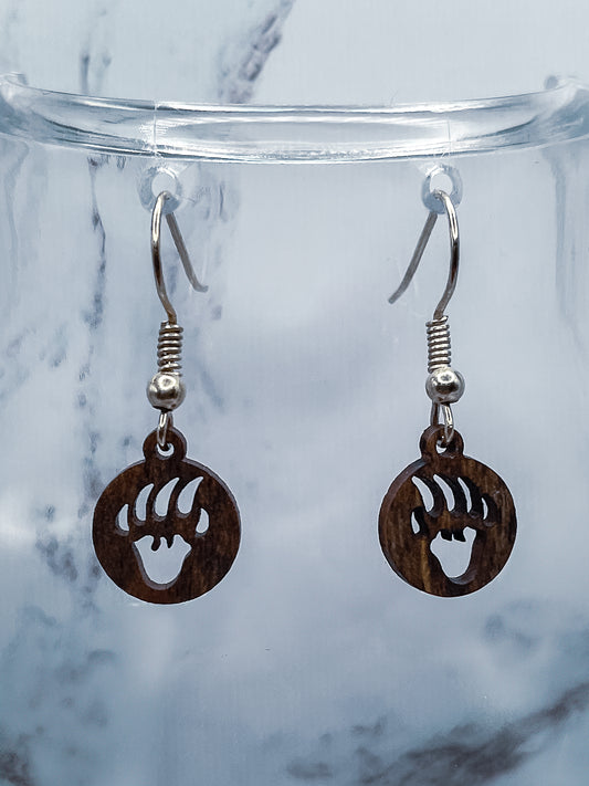 Wooden Paw Earrings