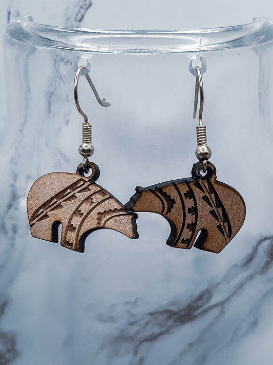 Wooden Bear Earrings