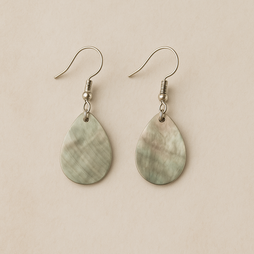 Black Lip Shell (Natural) Teardrop Earrings