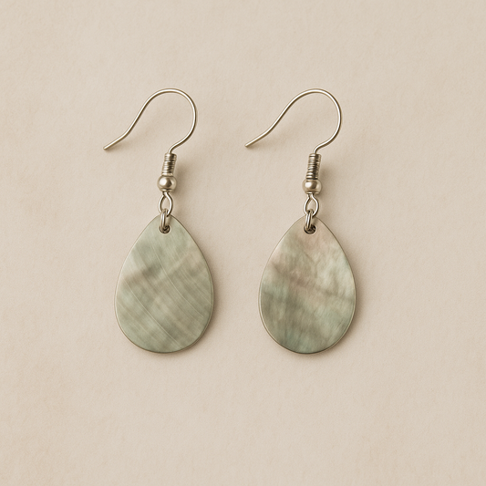 Black Lip Shell (Natural) Teardrop Earrings