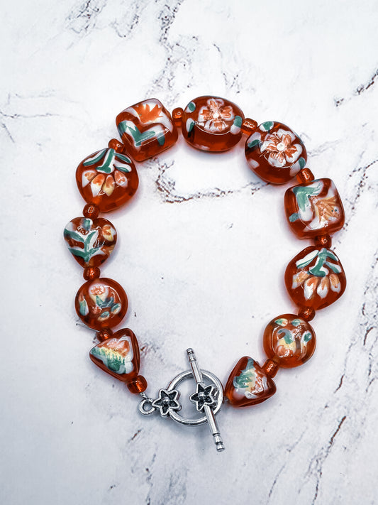 Floral Lampworked Beaded Bracelets