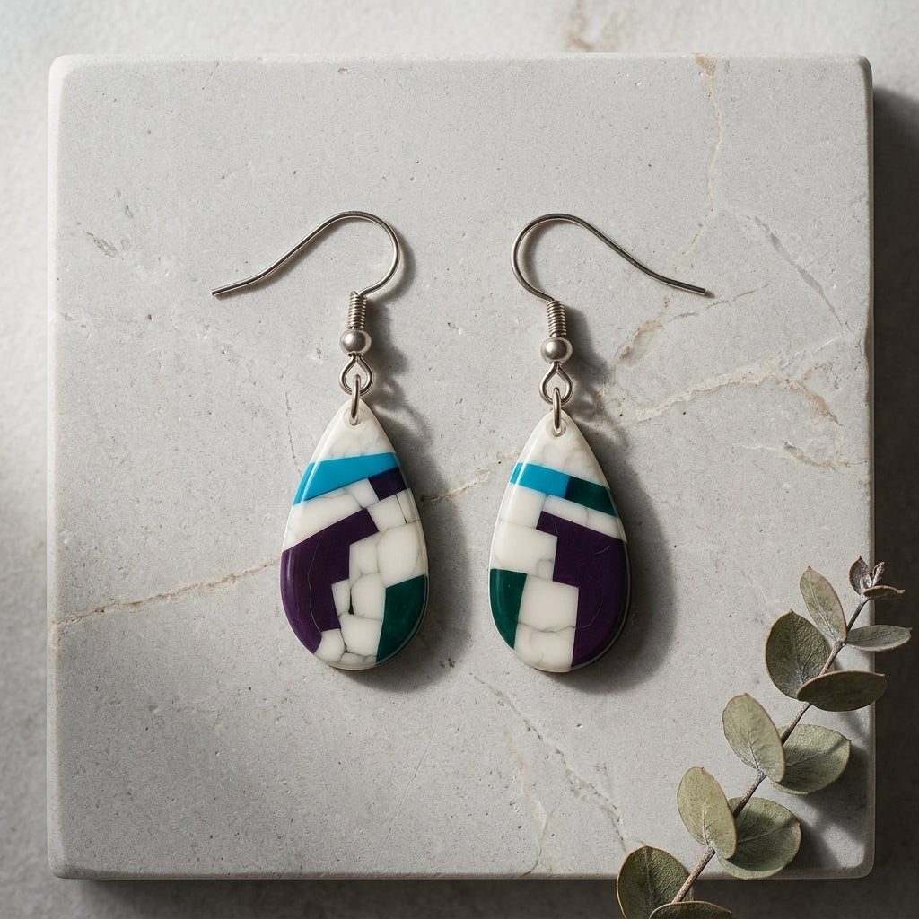 Marble Designed Focal Earrings