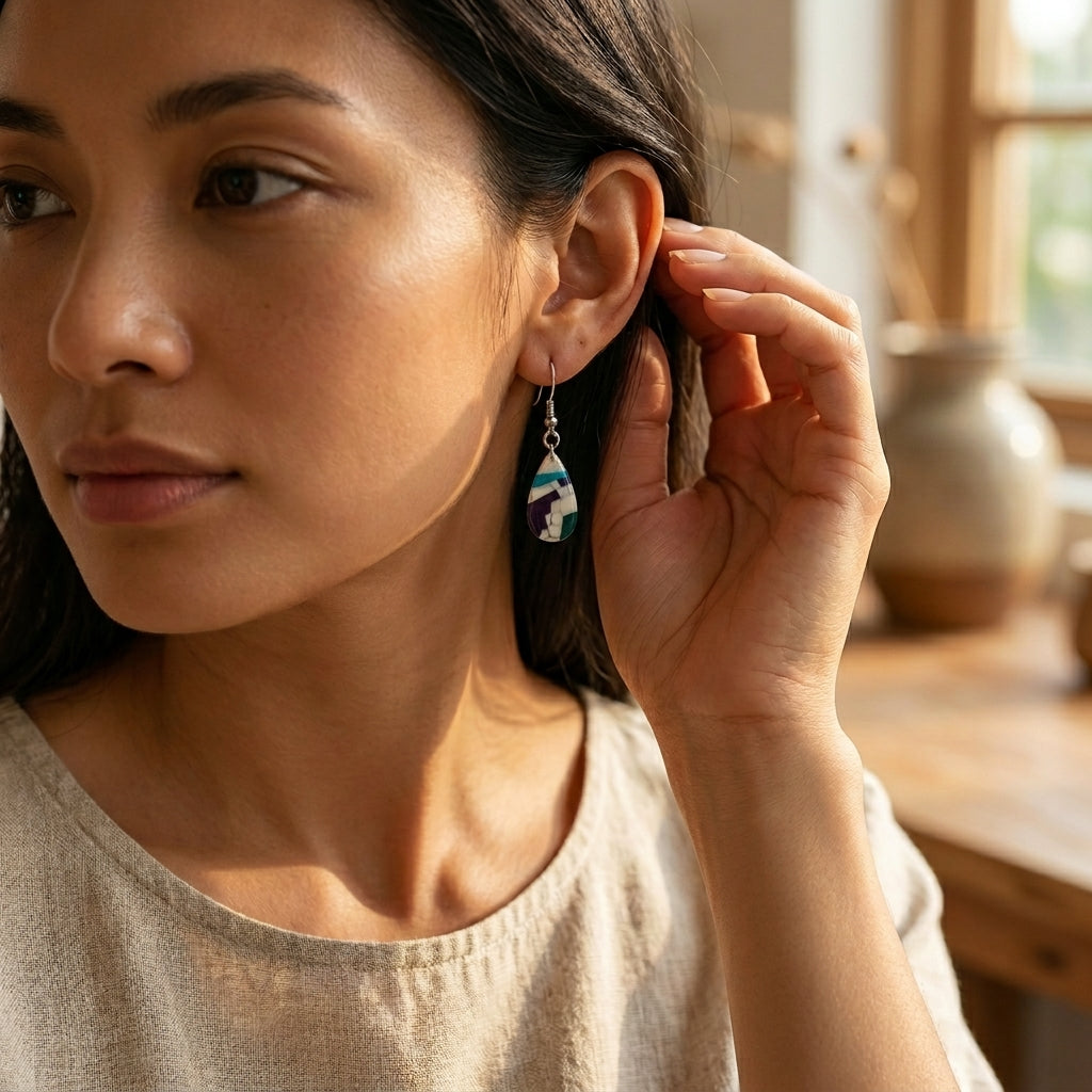 Marble Designed Focal Earrings