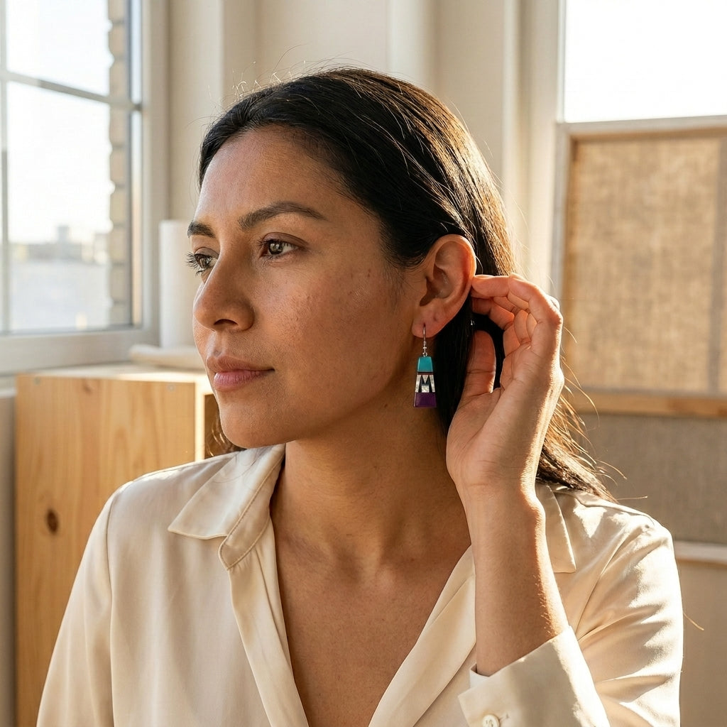 Mother of Pearl Trapezoid Southwestern Earrings