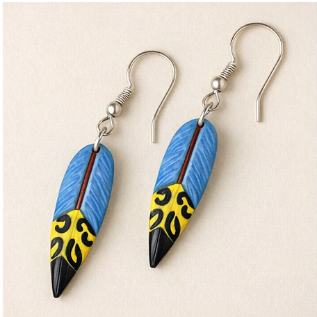 Turquoise Blue Feather Earrings