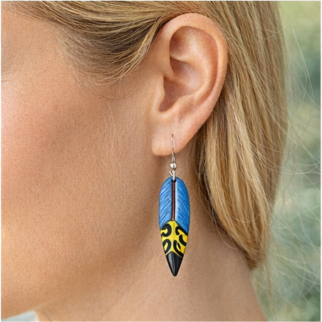 Turquoise Blue Feather Earrings