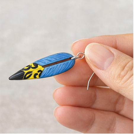 Turquoise Blue Feather Earrings