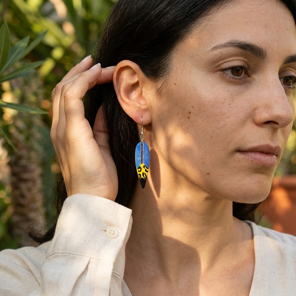 Turquoise Blue Feather Earrings