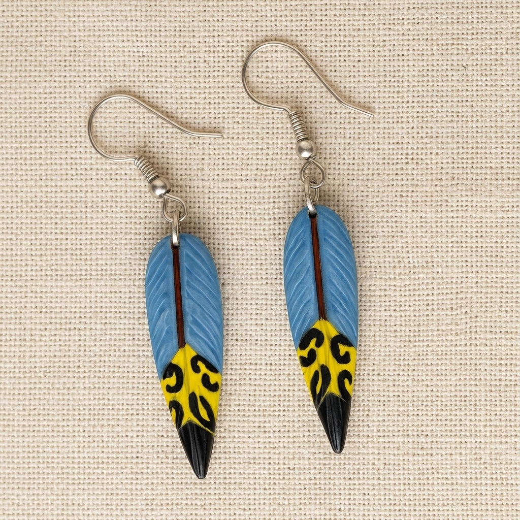 Turquoise Blue Feather Earrings